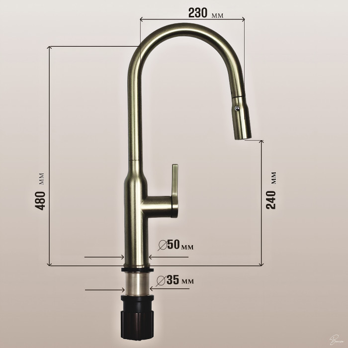 Смеситель для кухни с гибким изливом Benisa Malaga Хром