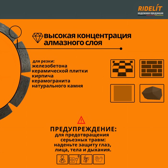 Алмазный диск сегментный 125 мм УШМ/болгарка для резки бетона, плитки, кирпича, камня, плитки и керамогранита